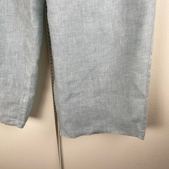 FLAX Linen Crop Pants Size S Robin's Egg Blue Pastel 25" Sustainable Lagenlook - Picture 3 of 11